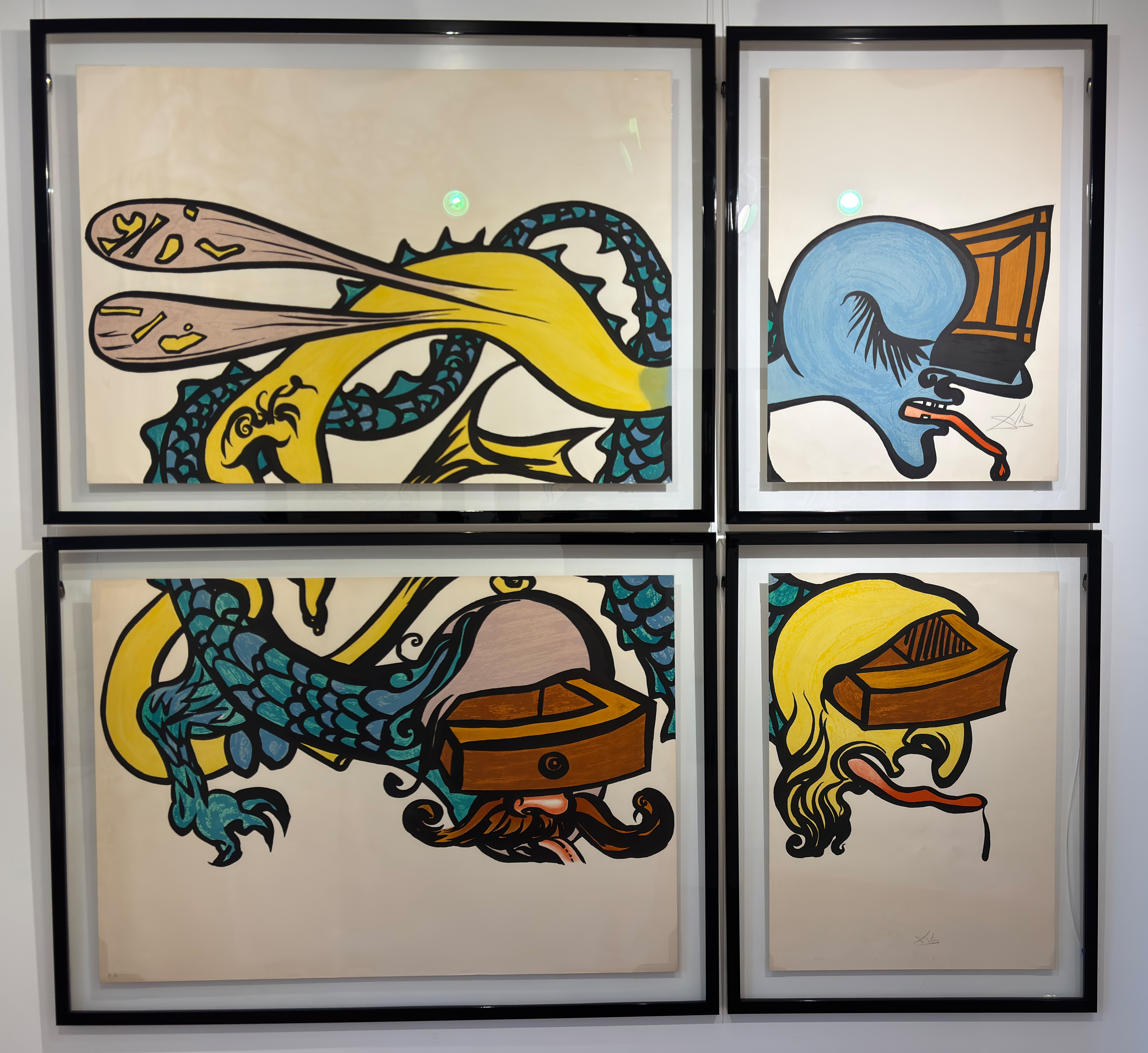 Salvador DALI - "Les Vitraux (in four sheets) - Puzzle of Life (Idre à 3 têtes)"