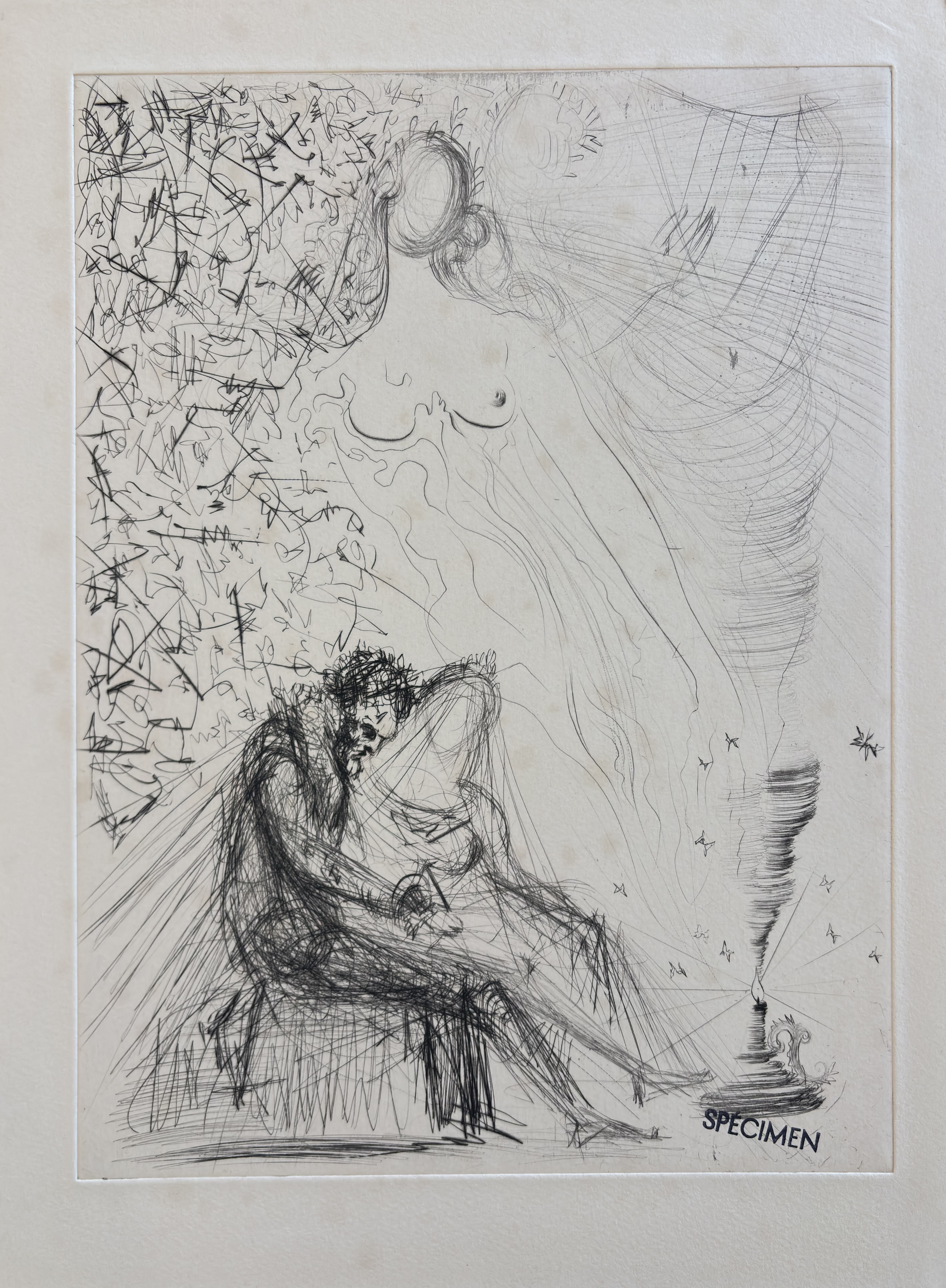 Salvador DALI - "Les Amours de Cassandre - Le couple à la bougie" (Version Specimen)